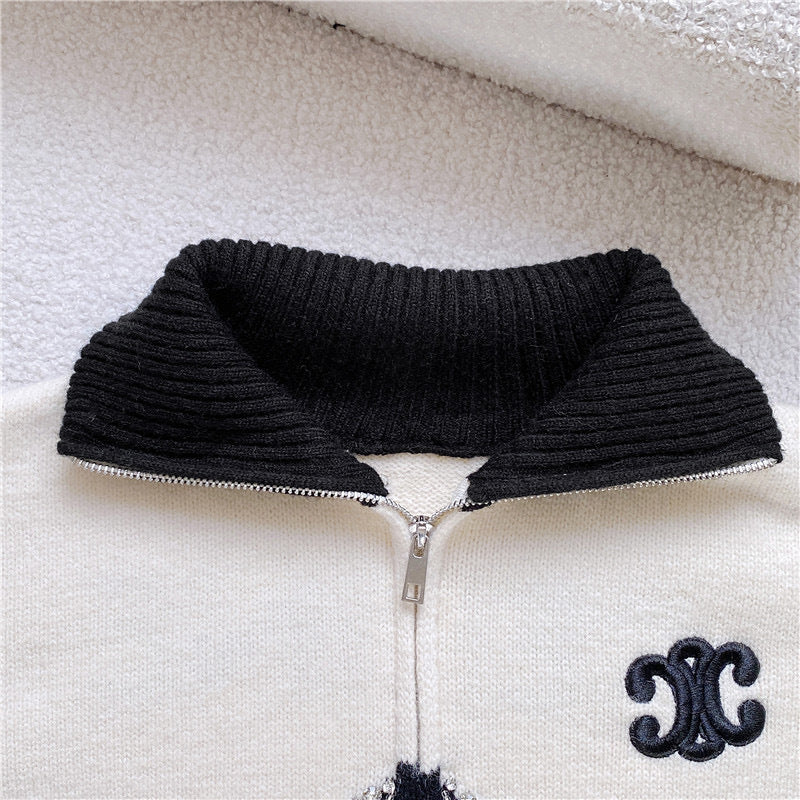 【outer】配色長袖ニットカーディガンF8299