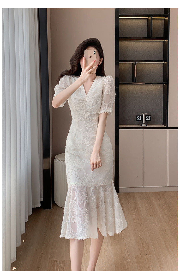 【dress】VネックマーメイドレースワンピースG21962