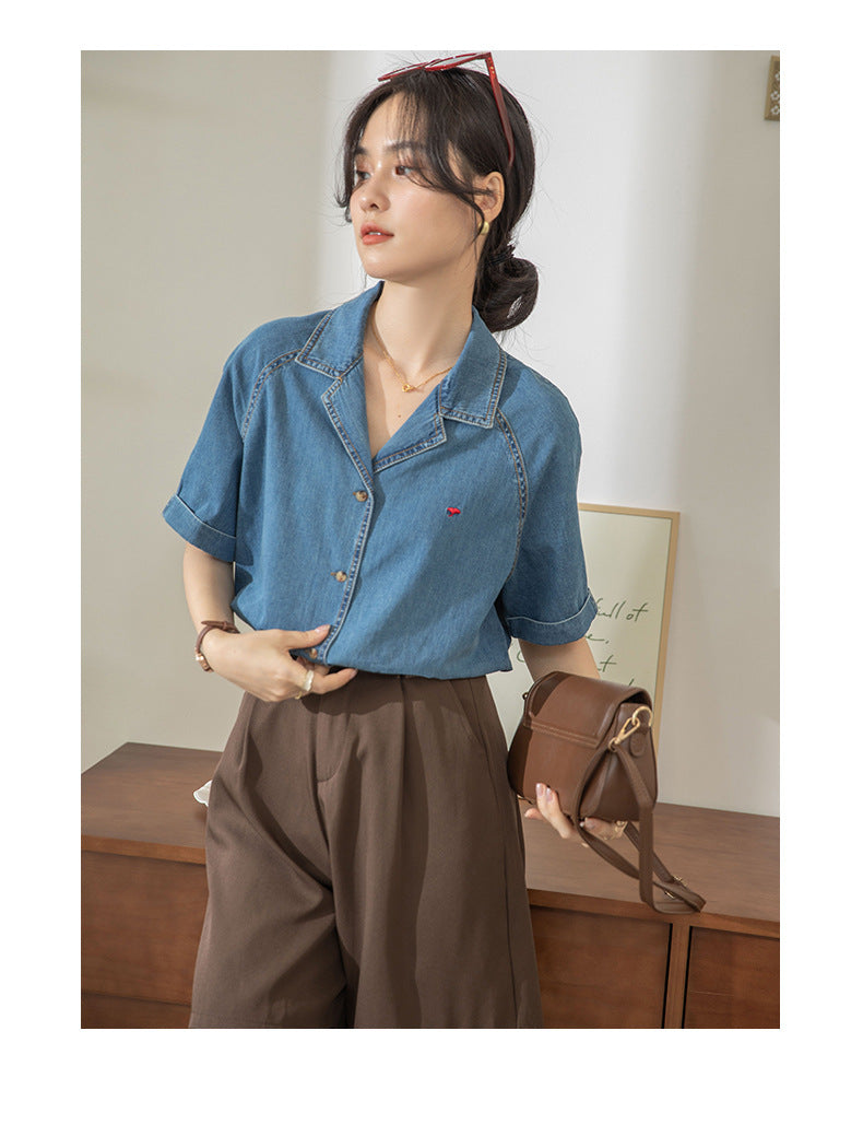 【tops】ファッションデニムブラウスG21947