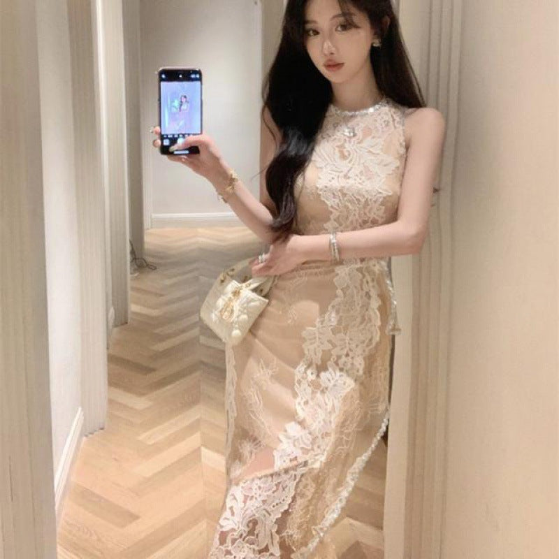 【dress】フリルスリットタイトレースワンピースG21729