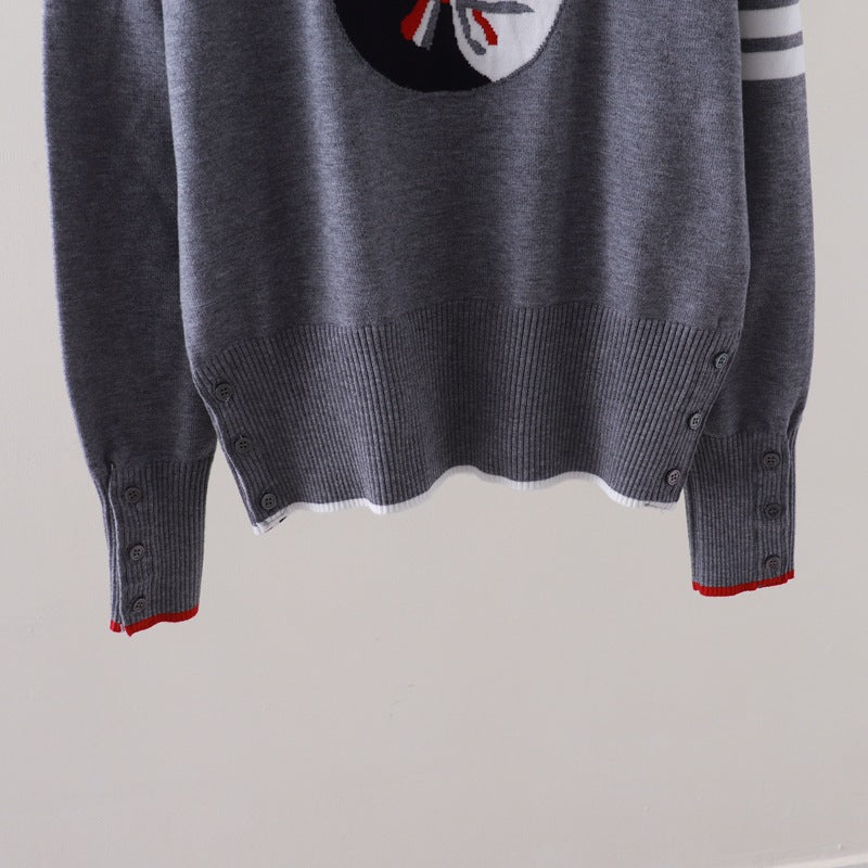 【tops】ラウンドネック長袖ニットセーターG23537