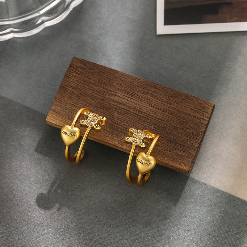 【小物】ラインストーン英字柄ピアスアクセサリーG21605