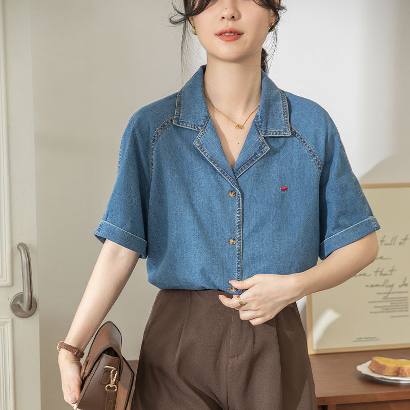 【tops】ファッションデニムブラウスG21947