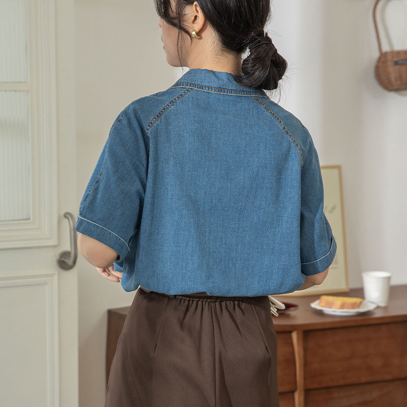 【tops】ファッションデニムブラウスG21947