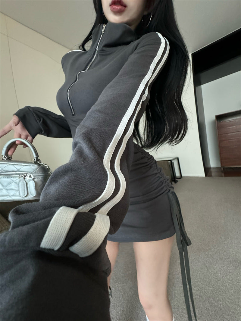 【dress】POLOネック長袖タイトワンピースG24513