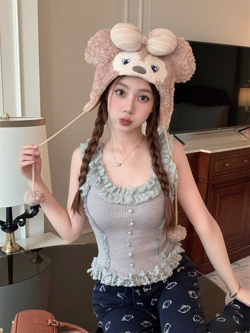 【tops】レースニットキャミソールG22296