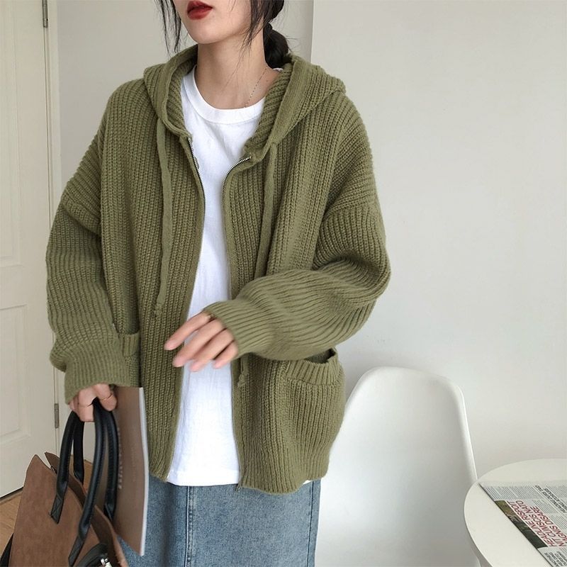 【outer】ラウンドネックニットカーディガンF8339