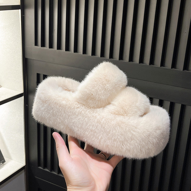 【shoes】3色ファー厚底スリッパF8363