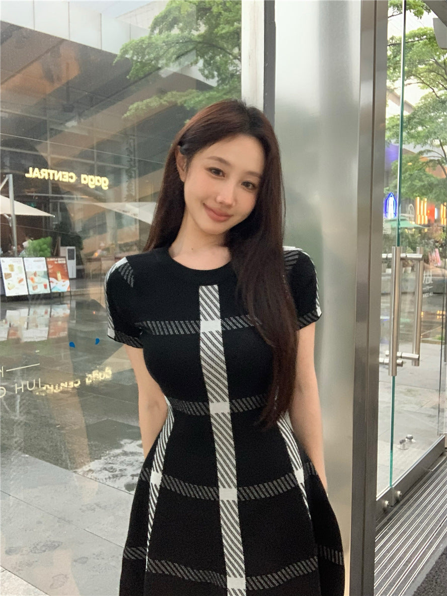 【dress】チェック柄ニットワンピースG21664