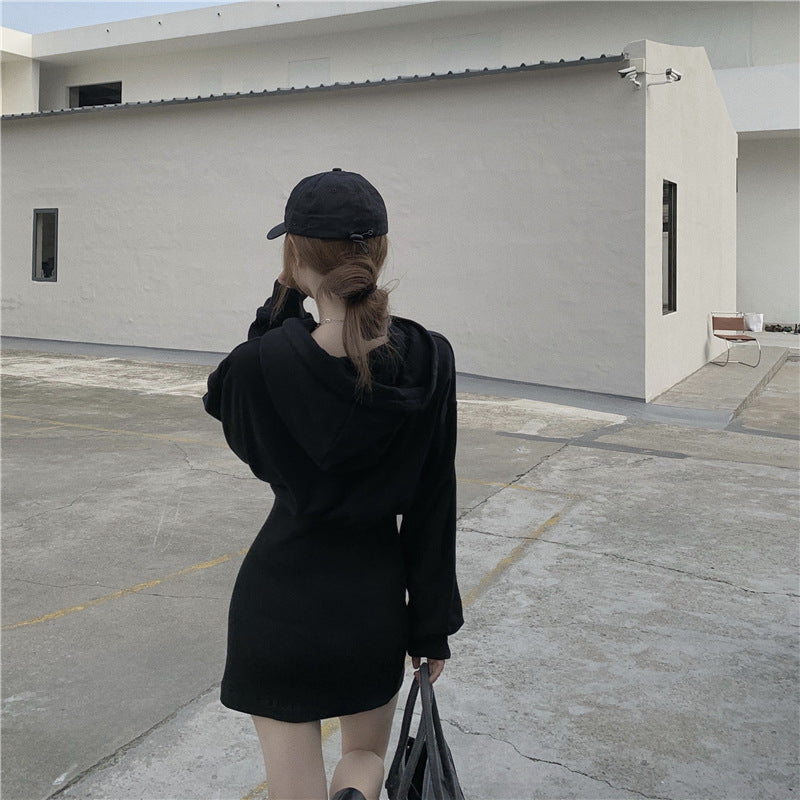 【dress】フード付き長袖ワンピースF8320