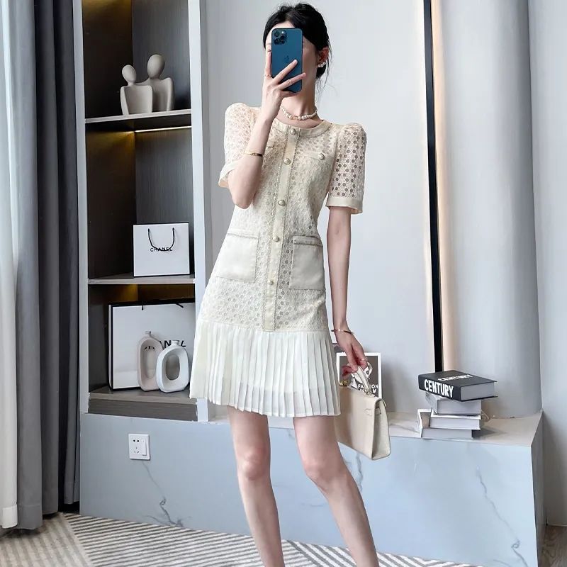 【dress】ファッションツイードデートワンピースG21693