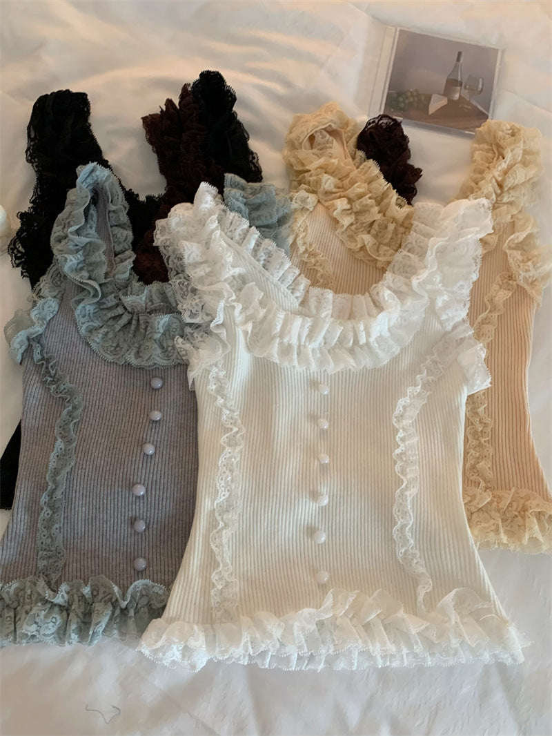 【tops】レースニットキャミソールG22296