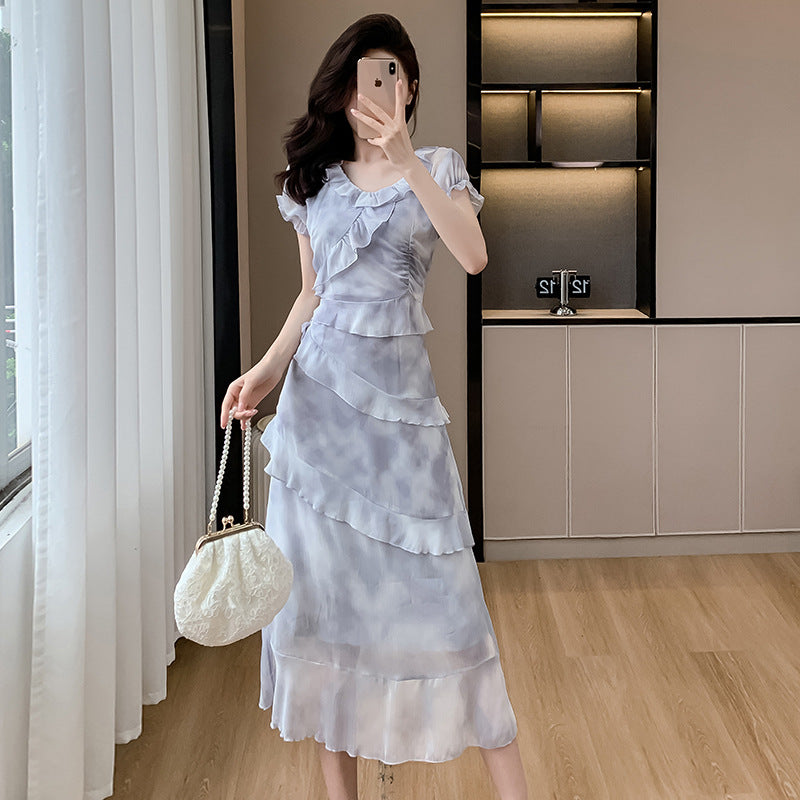 【dress】シフォンフリル花柄ワンピースG21727