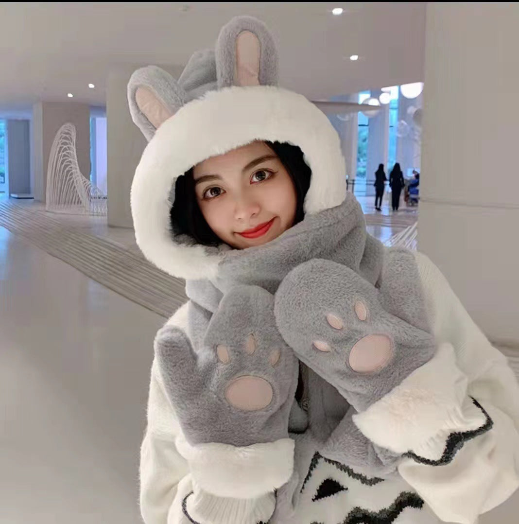 【小物】あったか一体化帽子F8312