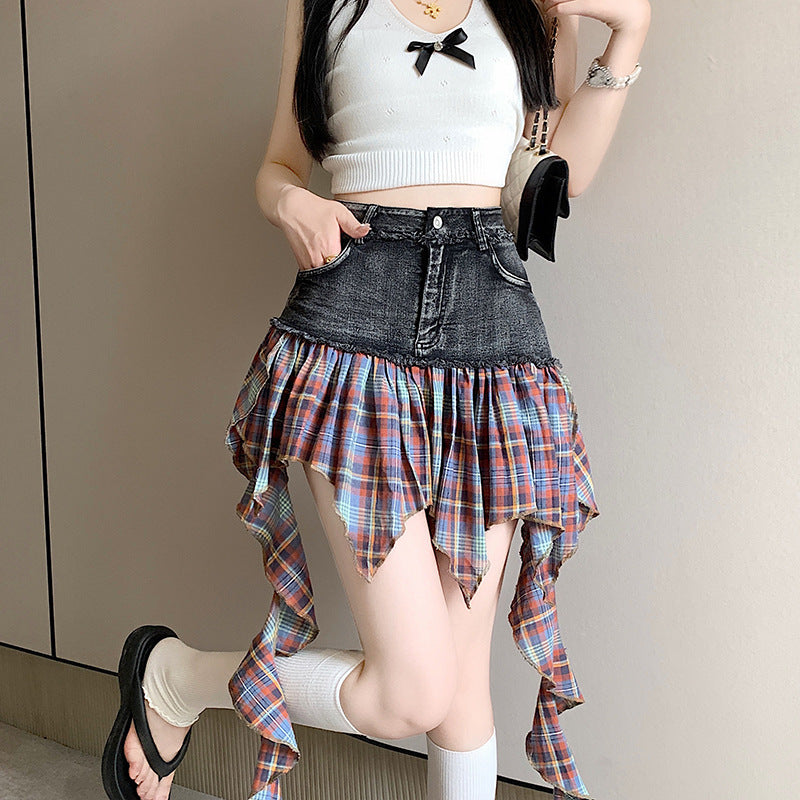 【bottoms】イレギュラー切り替えデニムスカートG22402