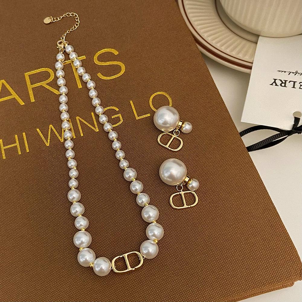 【小物】パールピアス+ネックレスジュエリーセットF8072