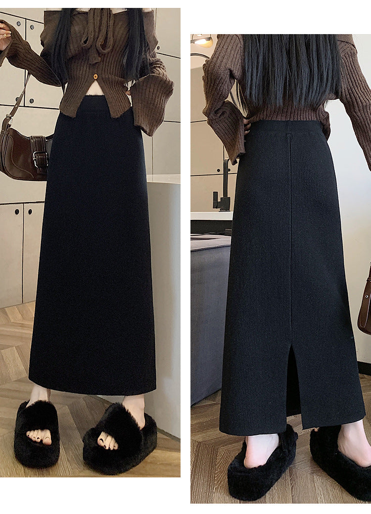 【bottoms】厚手裏起毛ニットスカートG24425