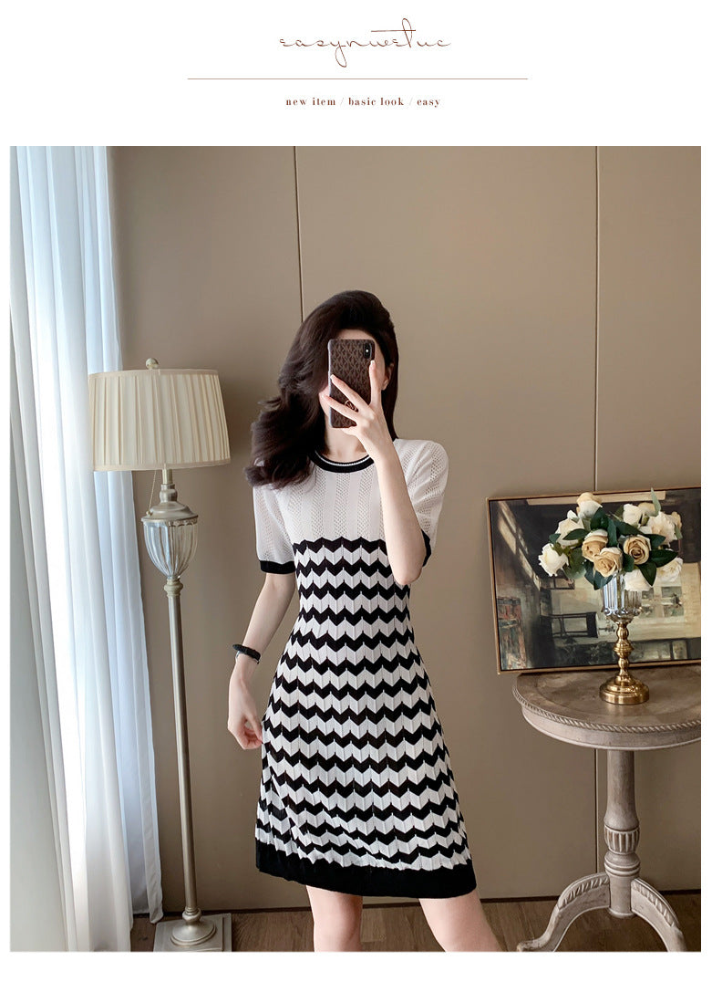 【dress】ストライプ柄ニットワンピースG21717