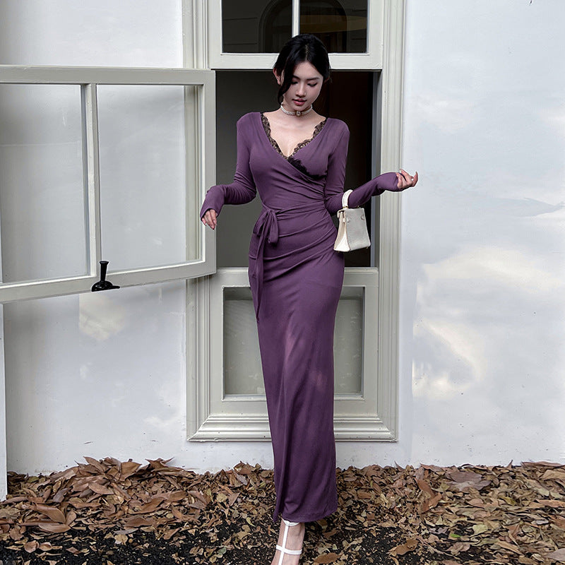 【dress】フランス風長袖デートワンピースG23633