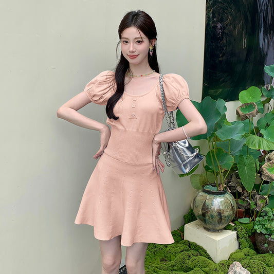 【dress】パフスリーブニットワンピースG22121