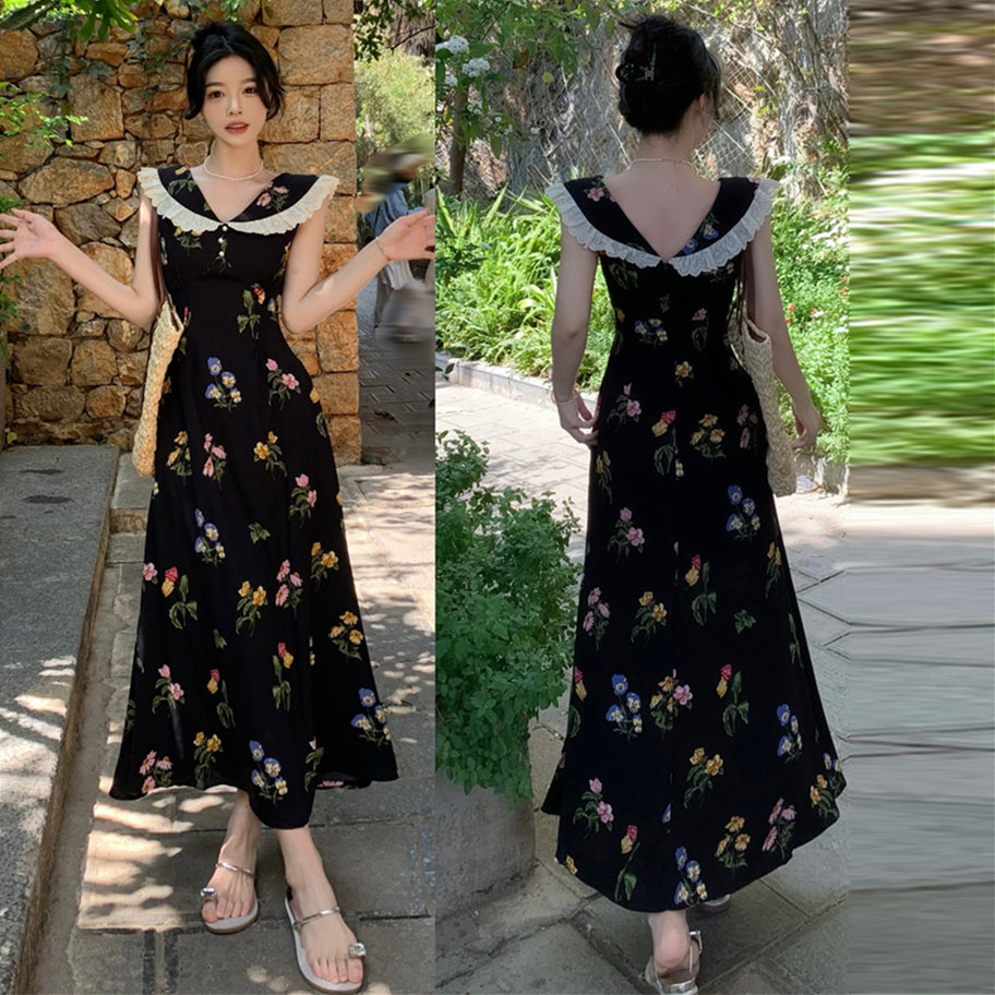 【dress】ドールカラー花柄ワンピースG21737