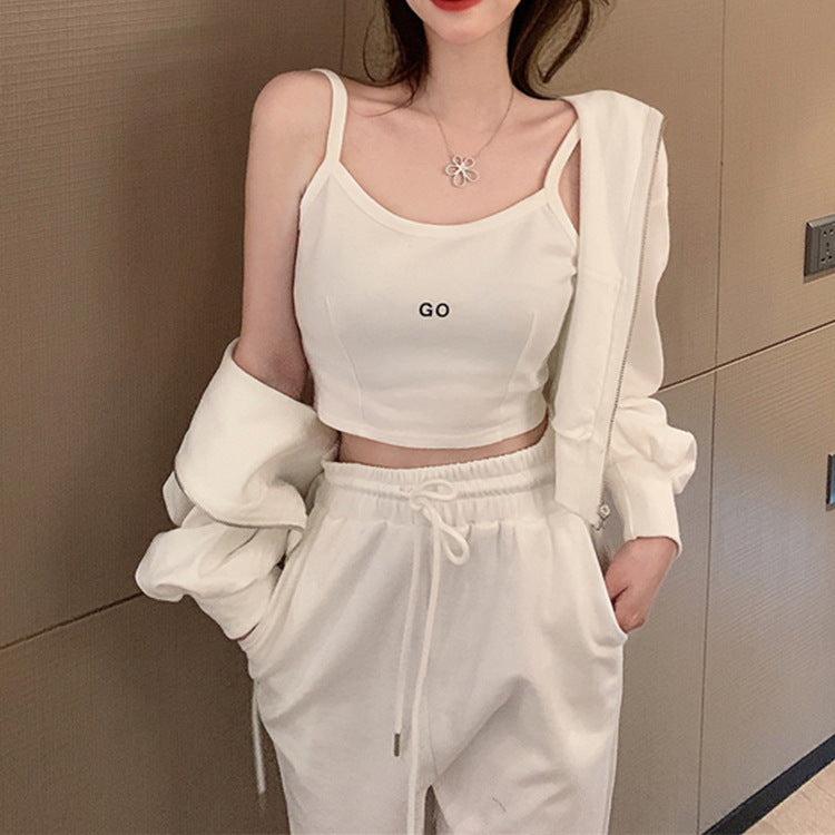 【set】カジュアルアウター+キャミソール+パンツ3点セットF8280