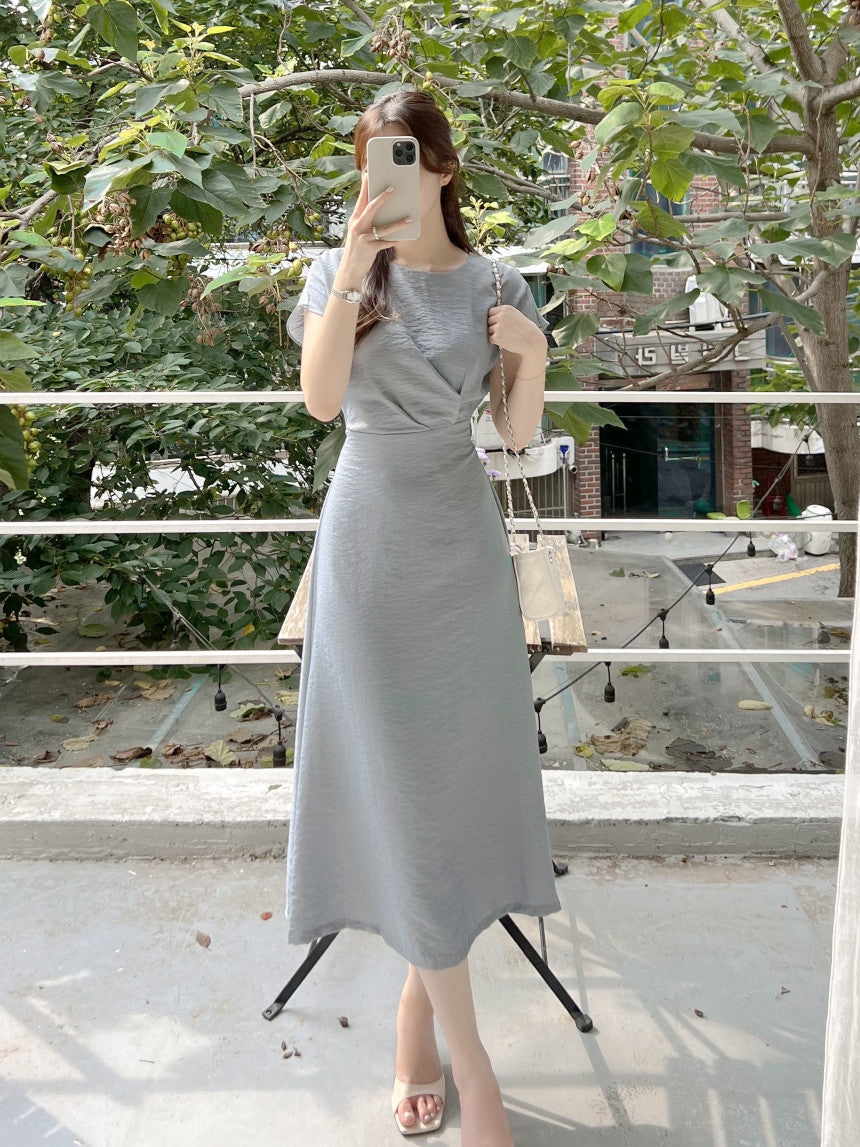 【dress】ラウンドネックギャザーデートワンピースG21971