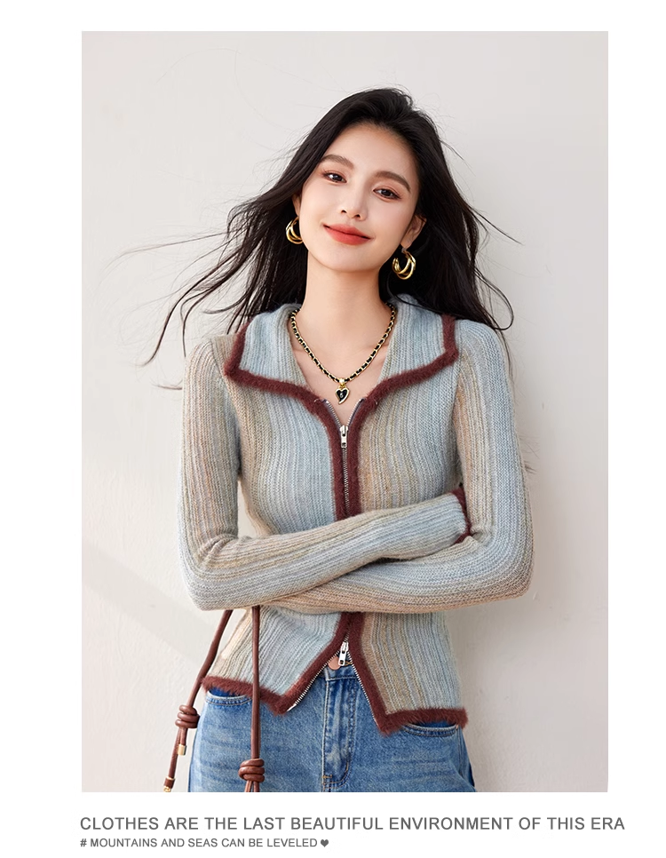 【set】ジップアップハイネックセーター K0133