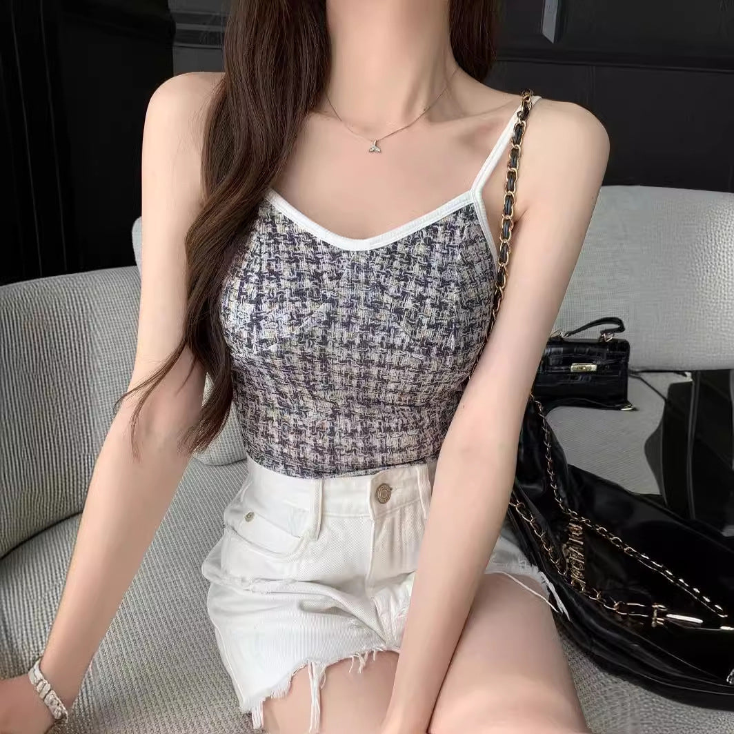 【tops】4色VネックタンクトップF7594