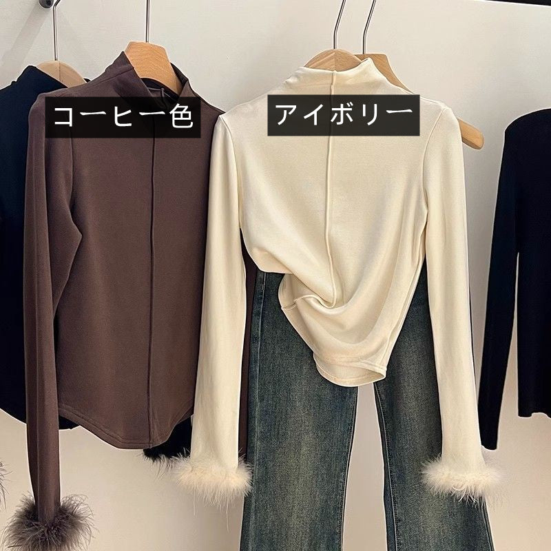 【tops】ファー長袖TシャツG23656