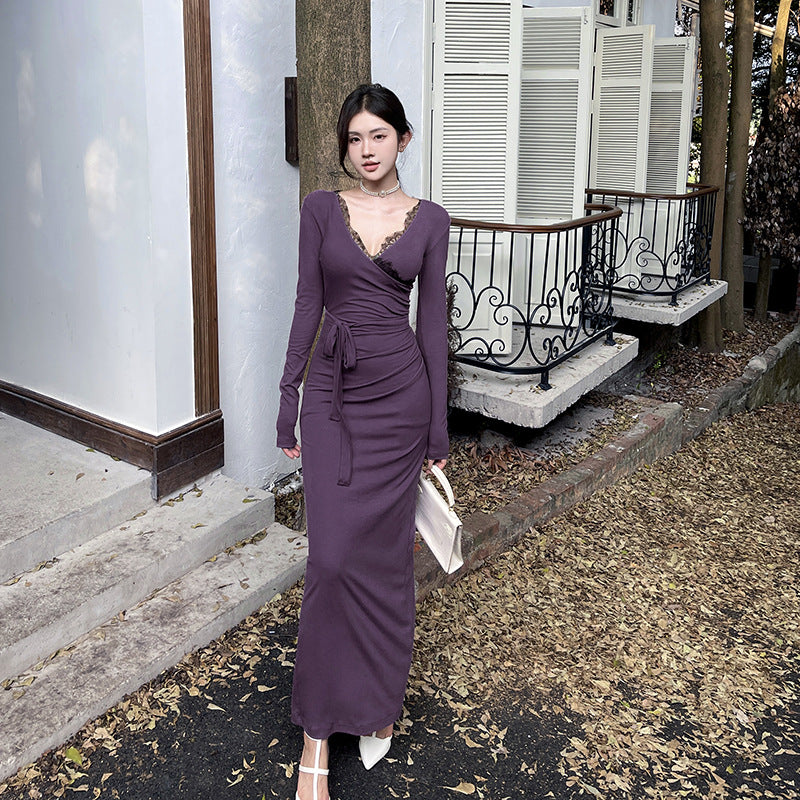 【dress】フランス風長袖デートワンピースG23633