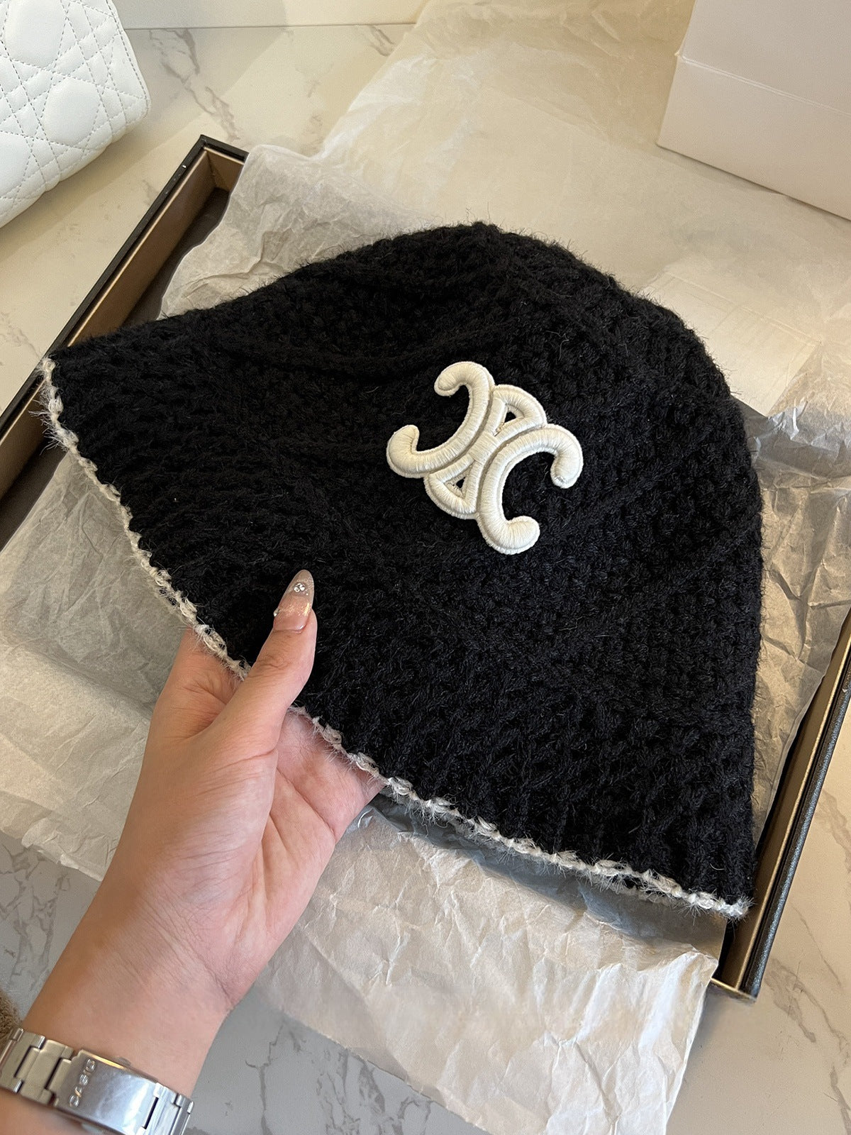 【小物】2色秋冬ニットサファリハットF8395