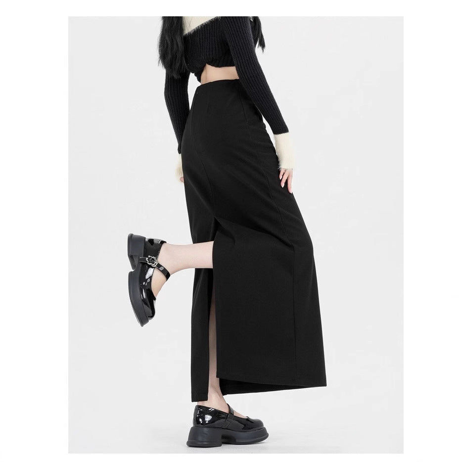 【bottoms】スリットラシャ生地スカートG24427