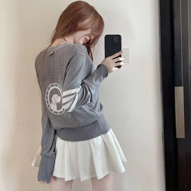 【outer】Vネック長袖ニットカーディガンG23517