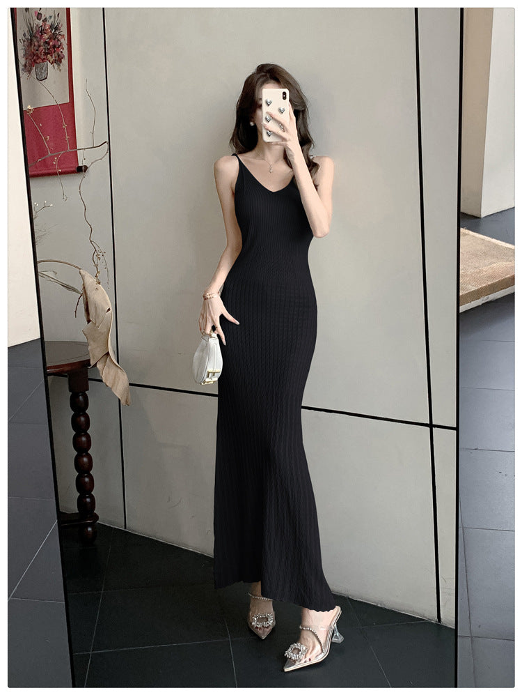 【dress】透かし彫りニットキャミワンピースG22593