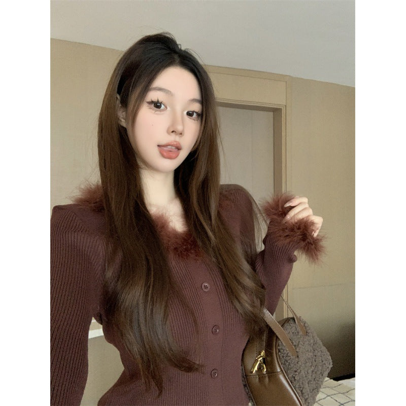 【tops】Vネック長袖ニットセーターG23836