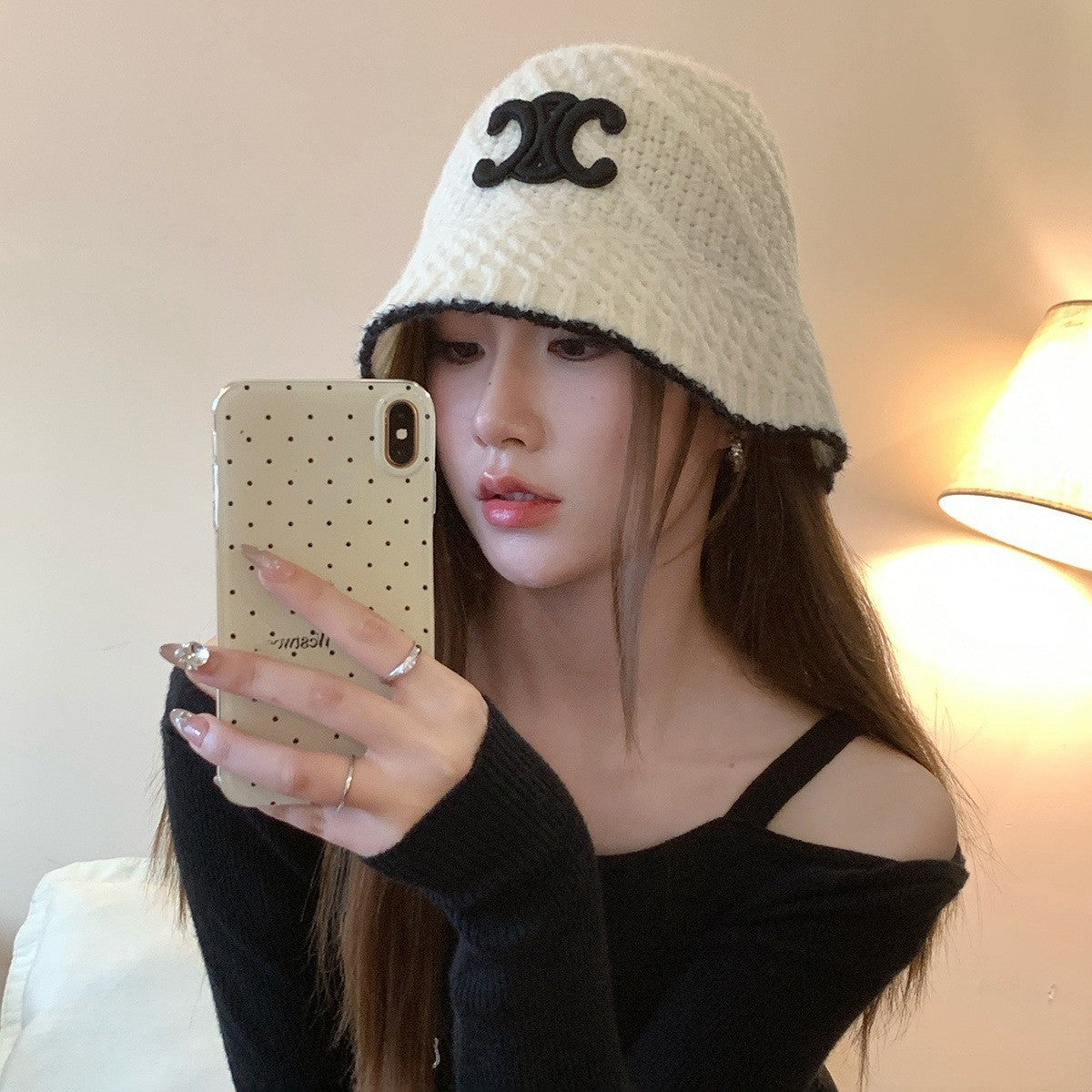 【小物】2色秋冬ニットサファリハットF8395