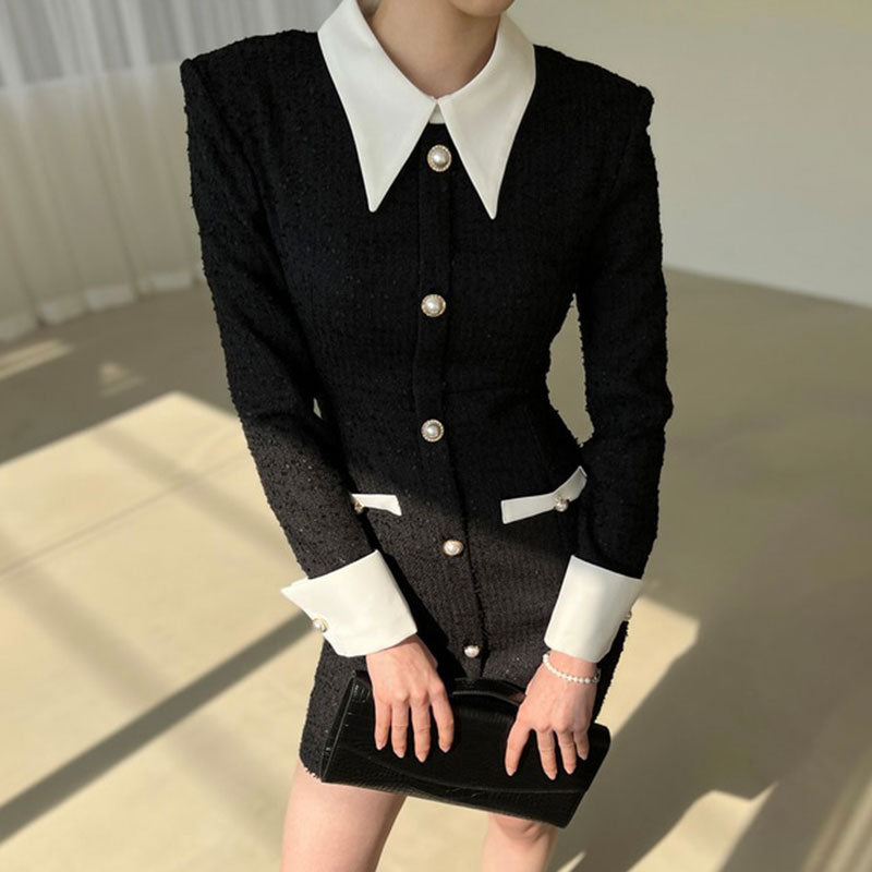 【dress】体型カバー長袖ニットワンピースG23865