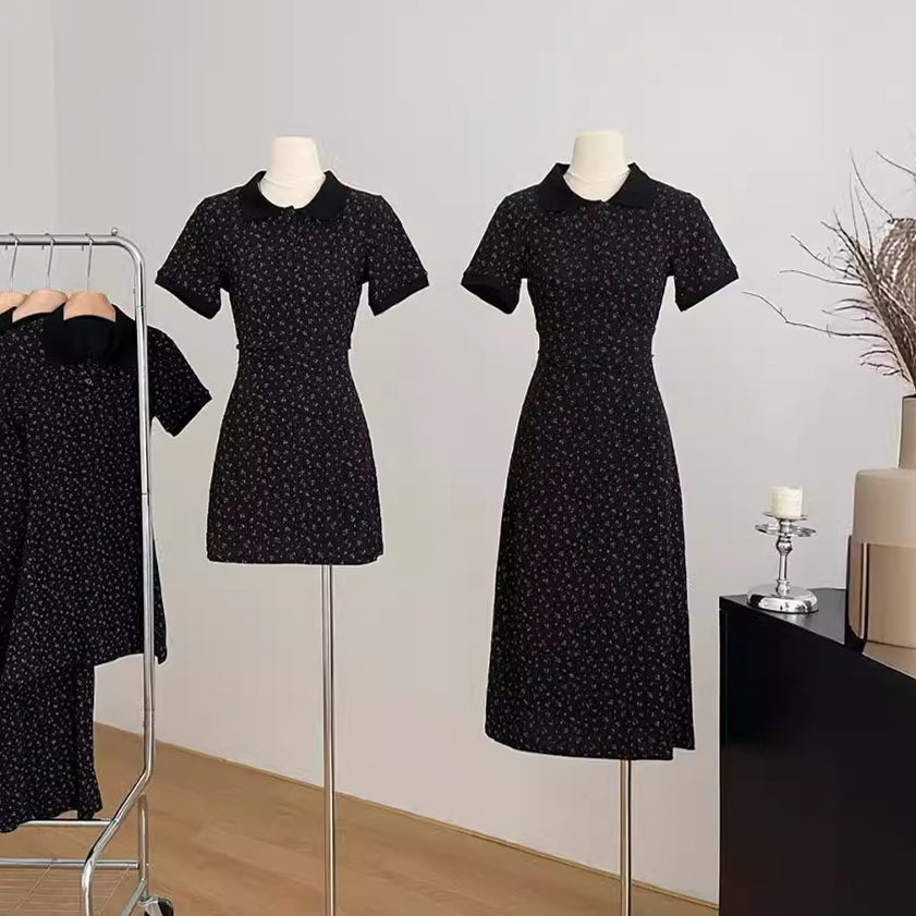 【dress】折り襟花柄ニットワンピースG21723