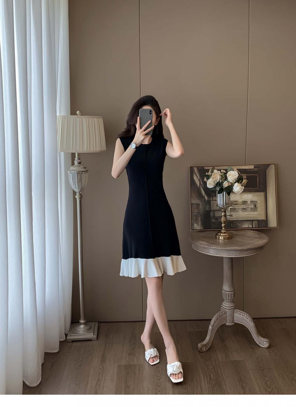 【dress】フリル体型カバーニットワンピースG21827