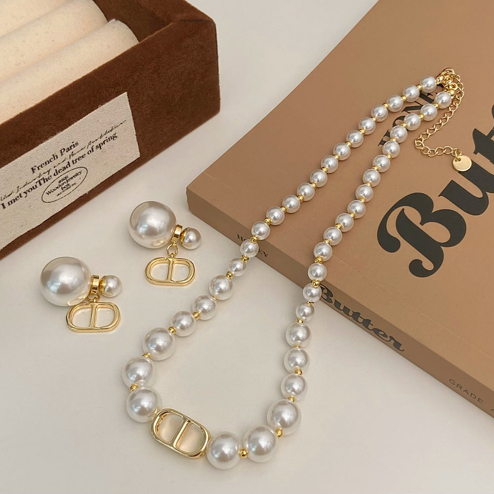 【小物】パールピアス+ネックレスジュエリーセットF8072