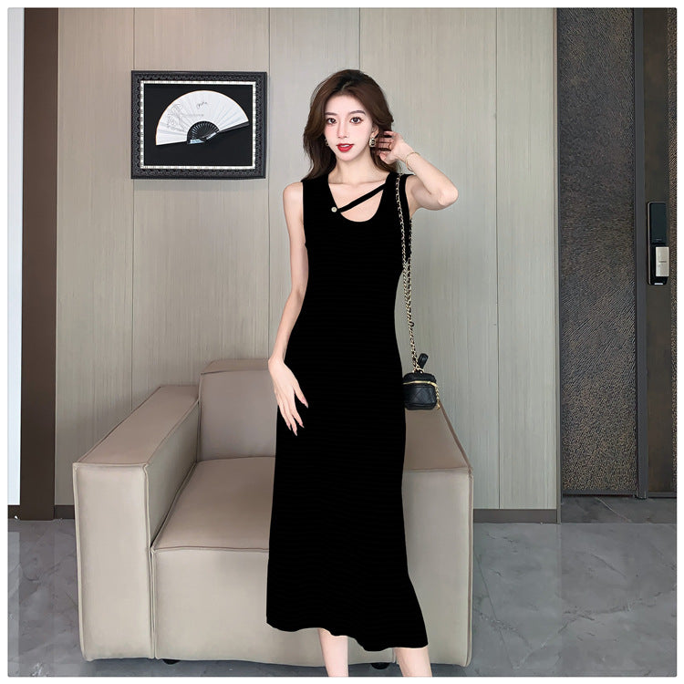 【dress】UネックノースリーブニットワンピースG21835