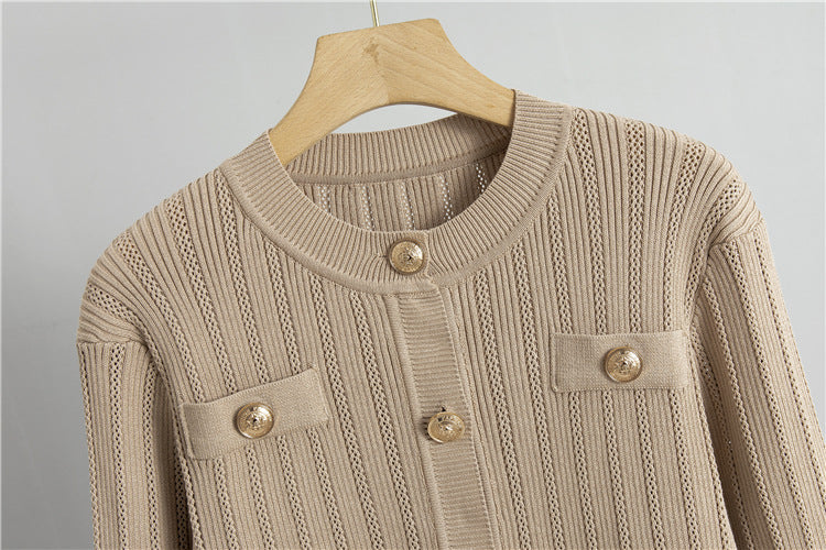 【set】長袖カーディガン＋タンクトップ+スカートニット3点セットF7951