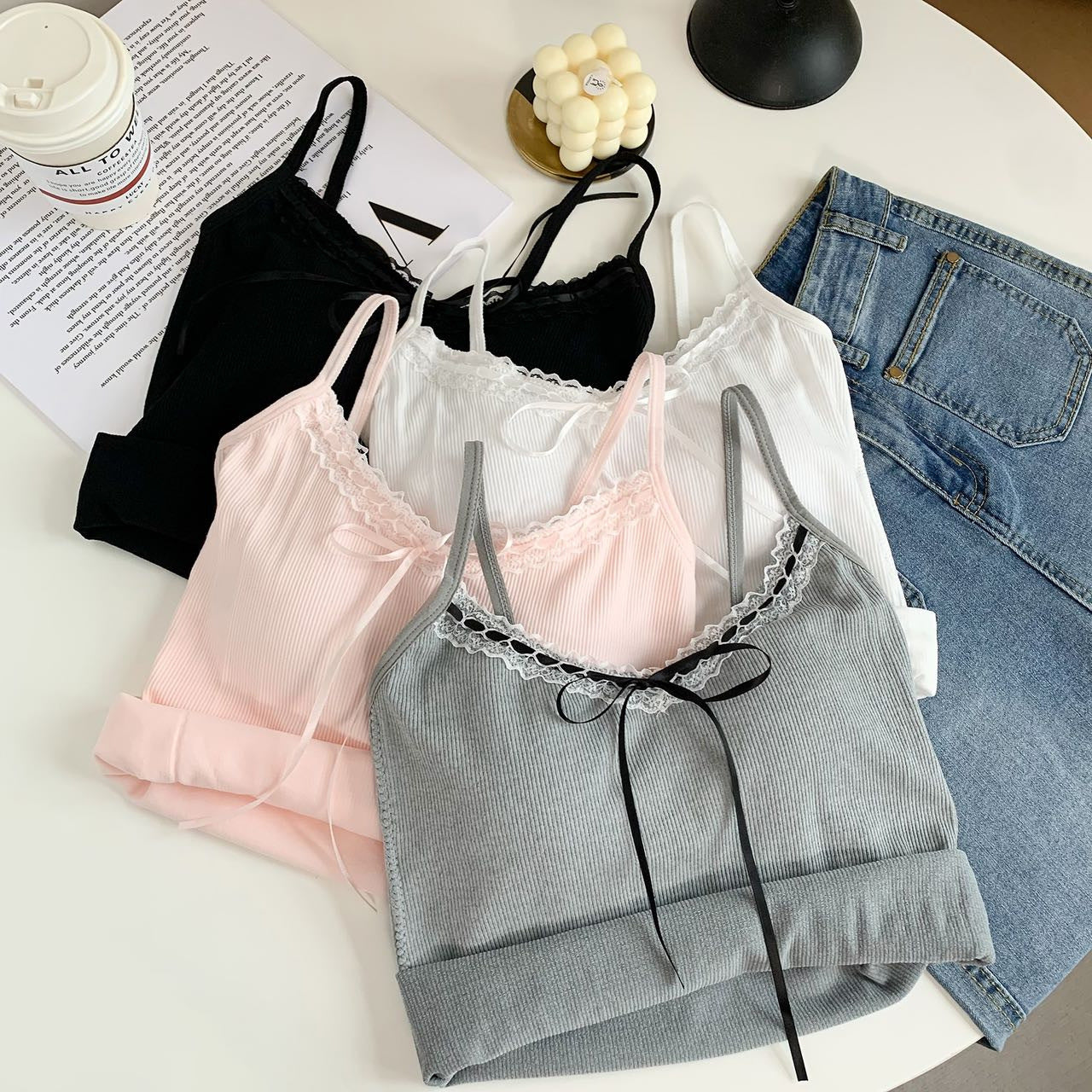 【tops】4色カップ付きキャミソールF7684