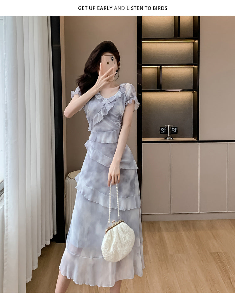 【dress】シフォンフリル花柄ワンピースG21727