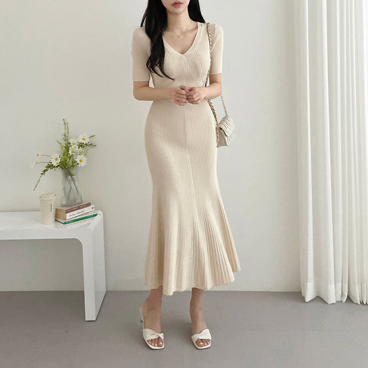 【dress】VネックニットワンピースG21815