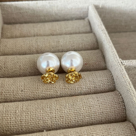 【小物】ビーズ花柄ピアスアクセサリーF8061