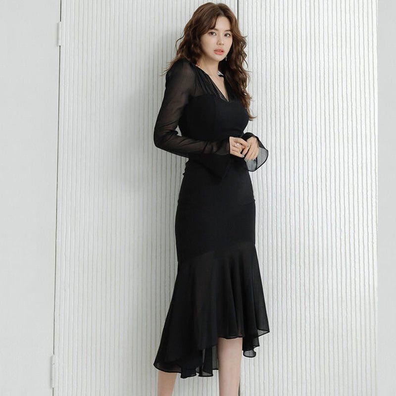 【dress】VネックフリルデートワンピースG22406