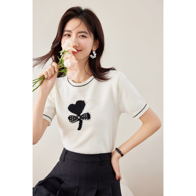 【tops】リボンニットTシャツG21952