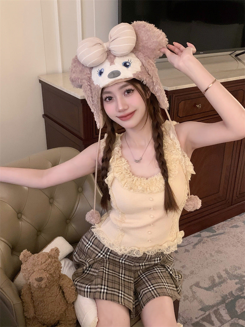 【tops】レースニットキャミソールG22296